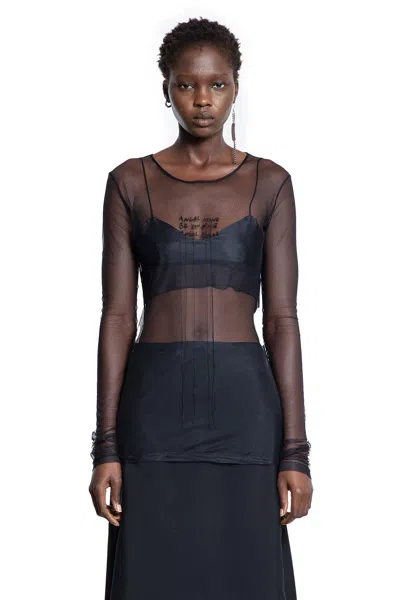 Ann Demeulemeester Fiene ''angel Divine'' Tulle Long Sleeve Top In Black