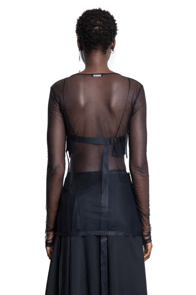 Ann Demeulemeester Fiene ''angel Divine'' Tulle Long Sleeve Top In Black
