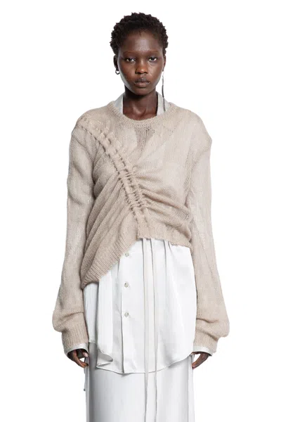 Ann Demeulemeester Zinaida Drawstring Sweater In Neutral