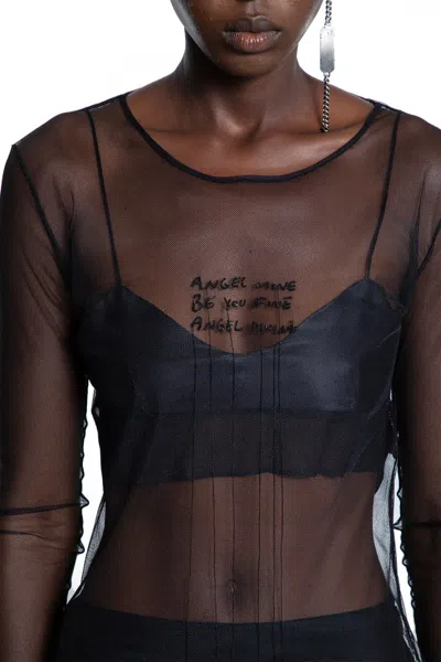 Ann Demeulemeester Fiene ''angel Divine'' Tulle Long Sleeve Top In Black