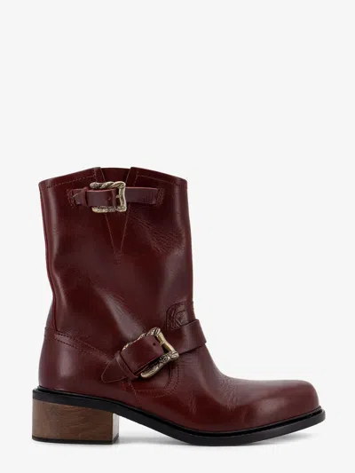 Enfants Riches Deprimes Engineer Buckled Leather Boots In Red