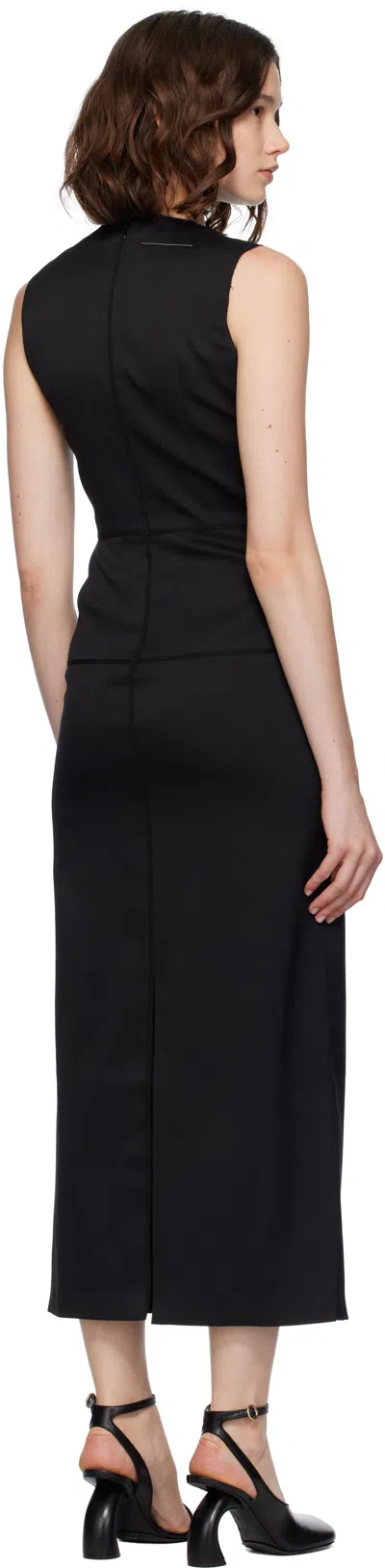 Mm6 Maison Margiela Sleeveless Seam-detailing Midi Day Dress In Black