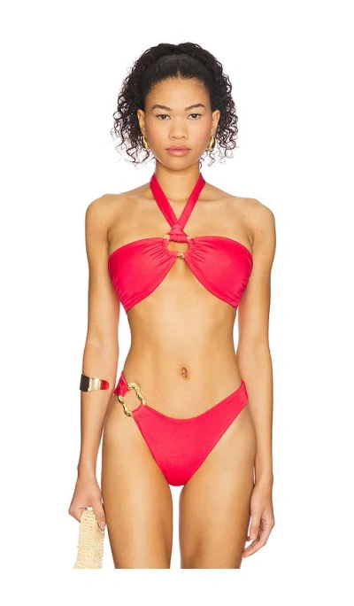 Cin Cin Locket Bandeau Bikini Top In Red