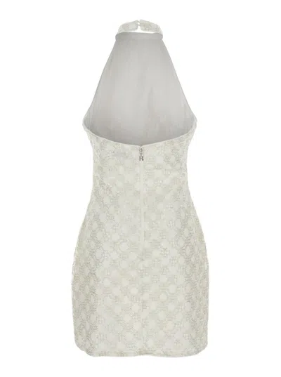 Rotate Birger Christensen Cream Mini Dress With All-over Sequins And Halter Neck In White
