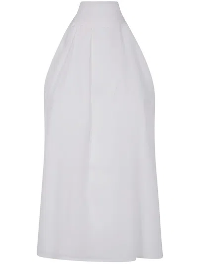 Max Mara Studio Sleeves Less Ribbon Silky "jumbo" Top Clothing In White