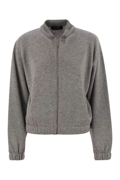 Fabiana Filippi Bomber Jacket In Platinum With Ball Pins In Gray