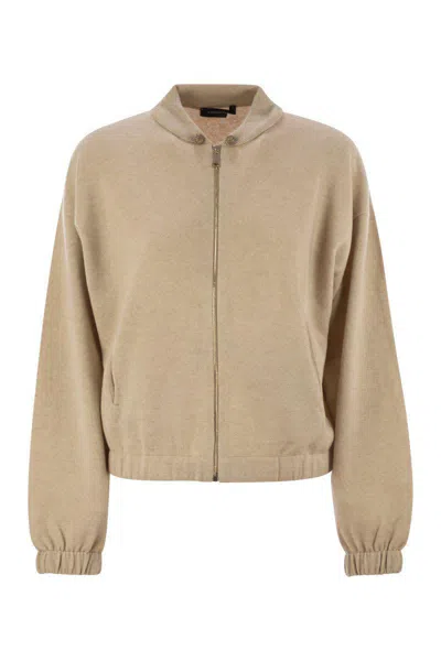 Fabiana Filippi Bomber Jacket In Platinum With Ball Pins In Nude