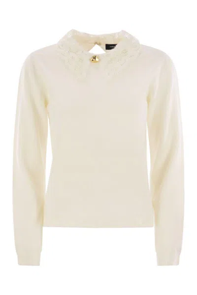 Fabiana Filippi Platinum Jersey With Macramé Lace In Pink