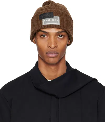 Mm6 Maison Margiela Brown Logo Patch Beanie