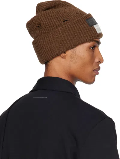 Mm6 Maison Margiela Brown Logo Patch Beanie