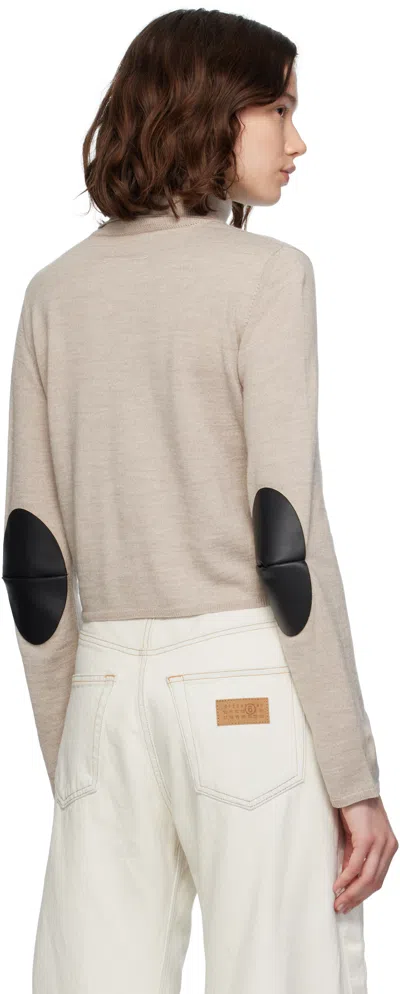 Mm6 Maison Margiela Cropped Beige Sweater With High Turtleneck In Neutral