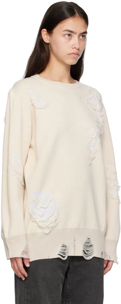 Mm6 Maison Margiela Mm6 By Maison Margiela Oversized Mesh Sweater With Worn Effect Details In Neutral