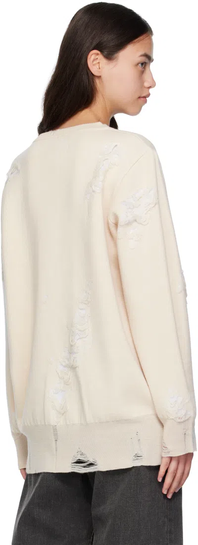 Mm6 Maison Margiela Mm6 By Maison Margiela Oversized Mesh Sweater With Worn Effect Details In Neutral