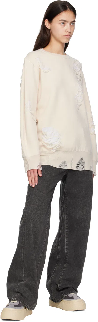 Mm6 Maison Margiela Mm6 By Maison Margiela Oversized Mesh Sweater With Worn Effect Details In Neutral