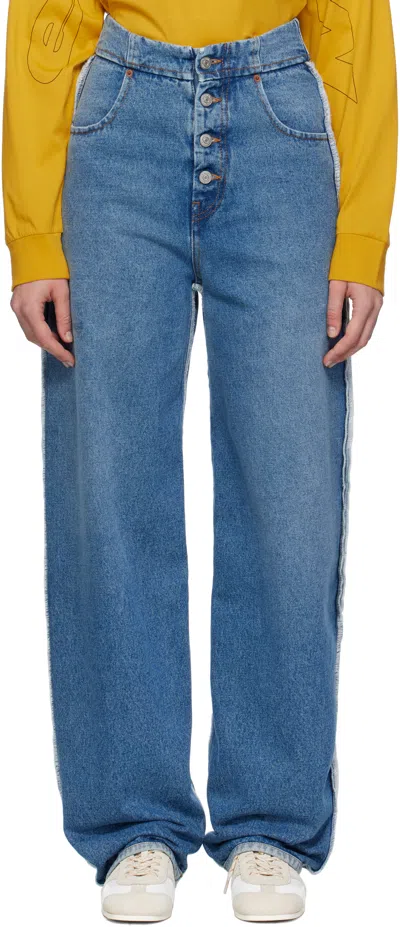 Mm6 Maison Margiela Blue Raw Edge Jeans