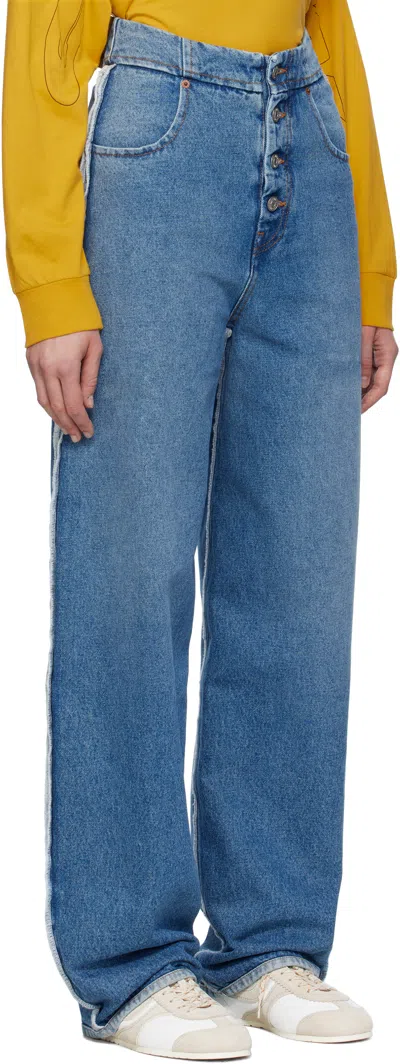 Mm6 Maison Margiela Blue Raw Edge Jeans