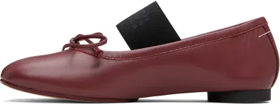 Mm6 Maison Margiela Burgundy Anatomic Numeric Ballerina Flats