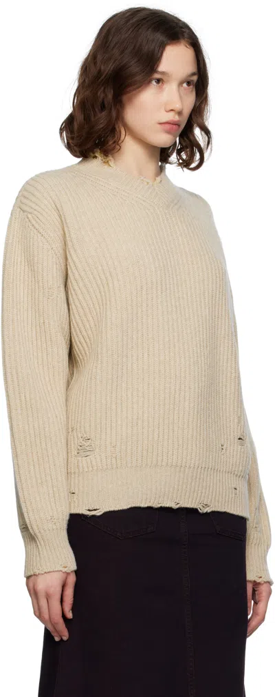 Mm6 Maison Margiela Beige Wool Sweater In Brown