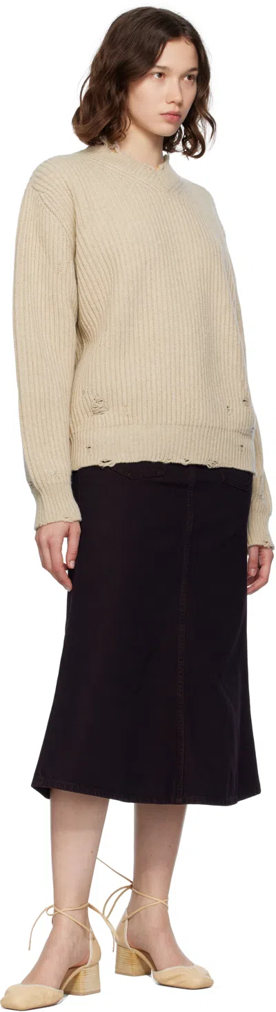 Mm6 Maison Margiela Beige Wool Sweater In Brown