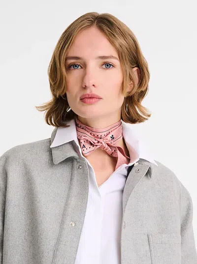 Longchamp Pink Printed Bandana Scarf In Pink