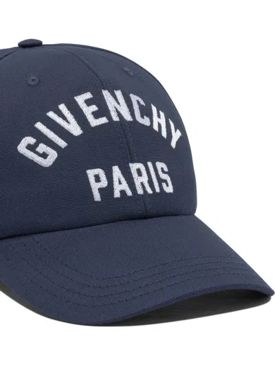 Givenchy Men Baseball Cap With Embroidered Logo In Blue