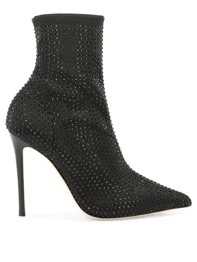 Ninalilou 105mm Crystal-embellished Pointed-toe Boots In Black