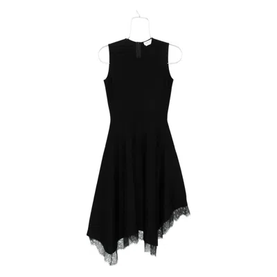 Alexander Mcqueen Asymmetric Lace Hem Sleeveless Midi Dress