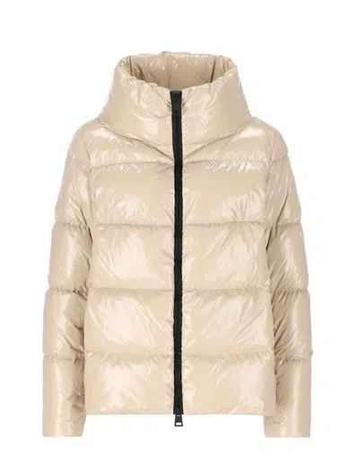 Herno Chantilly Short Lightweight Jacket With Glossy Finish In Neutral