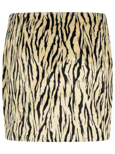 Rotate Birger Christensen Rotate Animal Print Textured Skirt With Form-fitting Design