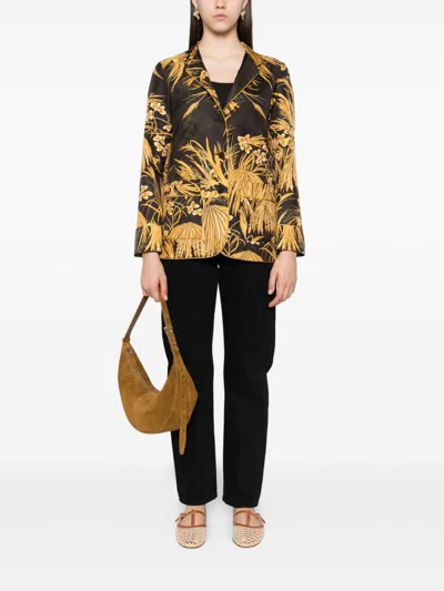 F.r.s . Printed Silk Shirt In Gold