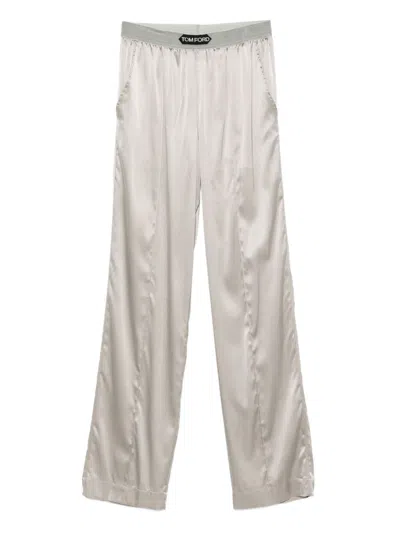 Tom Ford Wide-leg Trousers With Satin Finish In Metallic