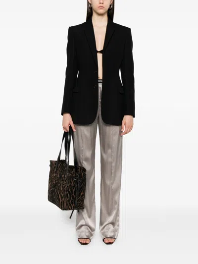 Tom Ford Wide-leg Trousers With Satin Finish In Metallic