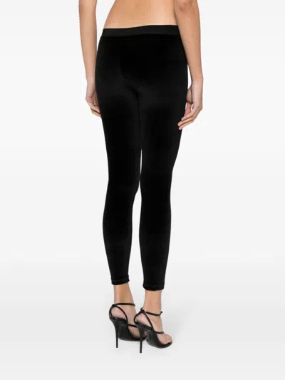 Tom Ford Stretch Lustrous Velour Signature Leggings In Black