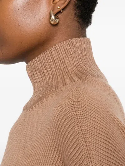 Fabiana Filippi Wool Turtleneck Sweater With Dropped Shoulders In Brown