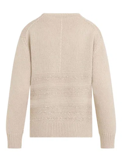 Fabiana Filippi Textured Knit Camel Sweater With Ribbed Edges