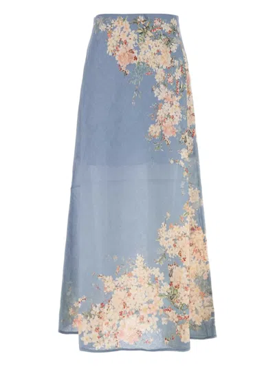 Zimmermann "cascadian" Skirt In Blue