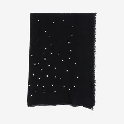 Faliero Sarti Star-print Frayed-edge Scarf In Black