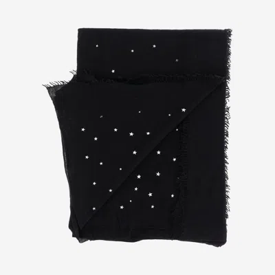 Faliero Sarti Star-print Frayed-edge Scarf In Black