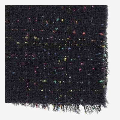 Faliero Sarti Francesca Wool Blend Scarf With Colored Threads In Black