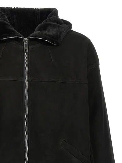 Giorgio Brato Mutton Velour Oversized Hooded Sweatshirt Clothing In Black