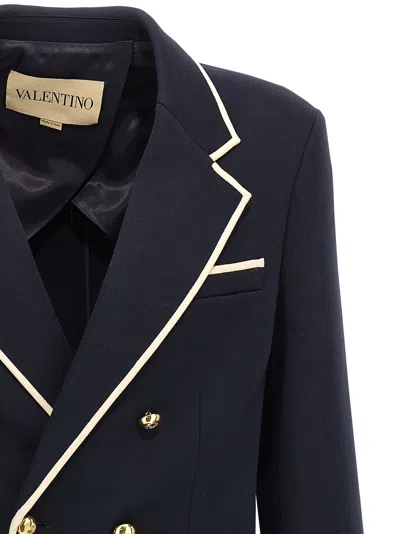 Valentino Double-breasted Blazer Gold Buttons In Black