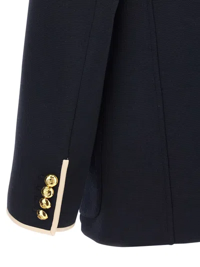 Valentino Double-breasted Blazer Gold Buttons In Black