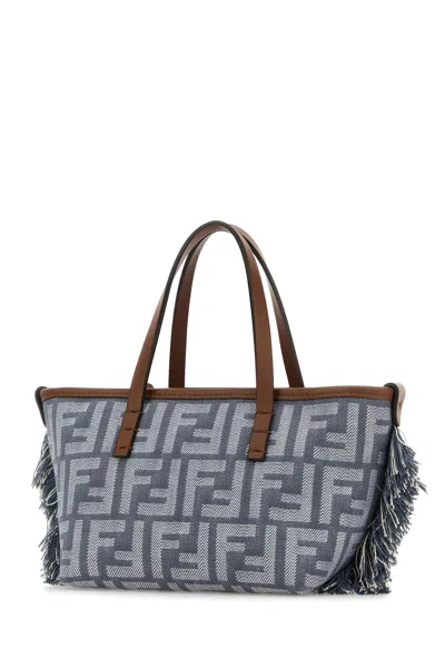 Fendi Borsa A Mano Roll Mini In Denim Ricamato Donna
