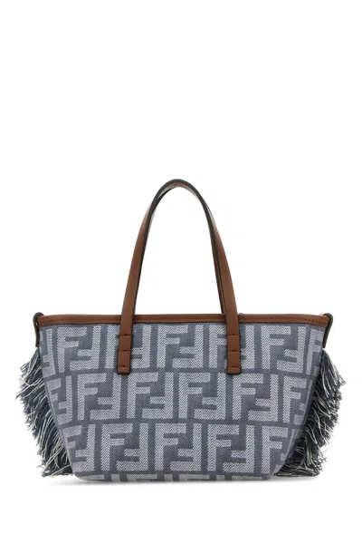 Fendi Borsa A Mano Roll Mini In Denim Ricamato Donna