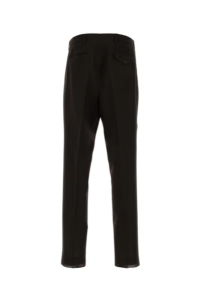 Prada Pantalone In Lana Testa Di Moro  Uomo In Black