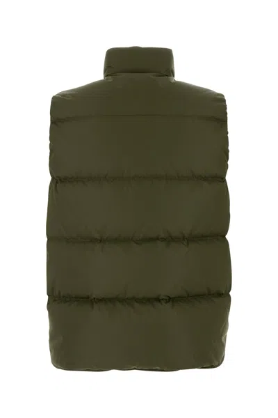 Prada Piumino Smanicato In Re-nylon Verde Militare Uomo In Green