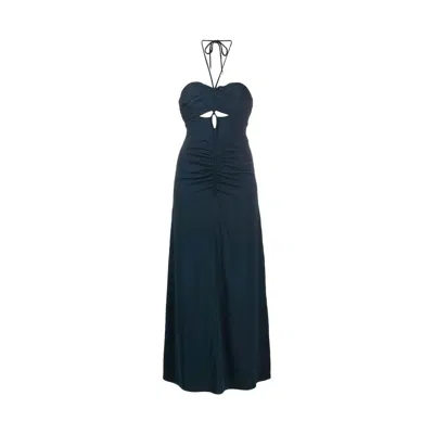 Self-portrait Cutout Ruched Halterneck Maxi Dress