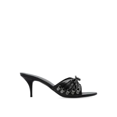 Balenciaga Open Toe Cagole Mules With Lace-up Design 6cm