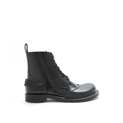 Loewe Campo Lace-up Leather Boots In Black