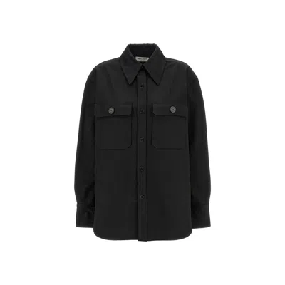 Saint Laurent Saharienne Twill Cotton Shirt In Black